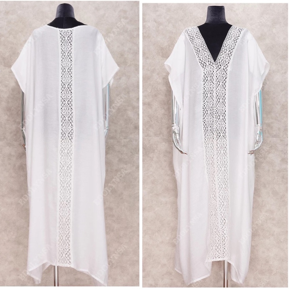 Sample Sale! New Boho Crochet Detailed V Neck Maxi Beach Dress - Picture 7 of 9